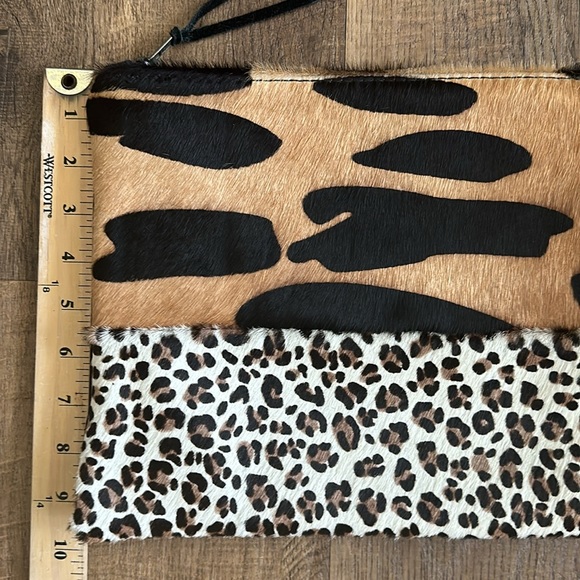 Totem leopard printed calf hair clutch with leather trim YKK - Picture 2 of 11